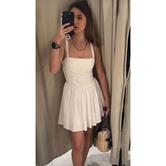 ZARA NWT VOLUMINOUS SKIRT DRESS Ecru Ref 5107/301 - Picture 9 of 16